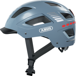 Casque Vélo Abus Hyban 2.0 LED (4 Couleurs) -Casques vélo Soldes casque velo visiere abus hyban 2 0 led signal glacier side