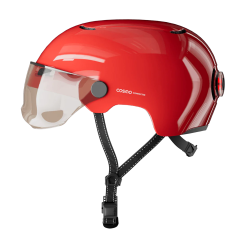Cosmo Connected Casque Visière + Lumière Cosmo Fusion Pure -Casques vélo Soldes casque visiere coloree velo femme rouge visiere lumiere integree cosmo connected