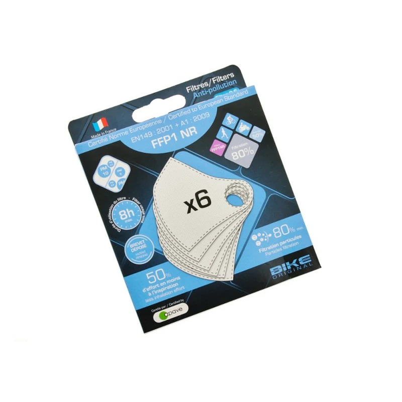 BIKE ORIGINAL Recharge 6 Filtres Pour Masque Anti Pollution 1 BIKE ORIGINAL Recharge 6 Filtres Pour Masque Anti Pollution