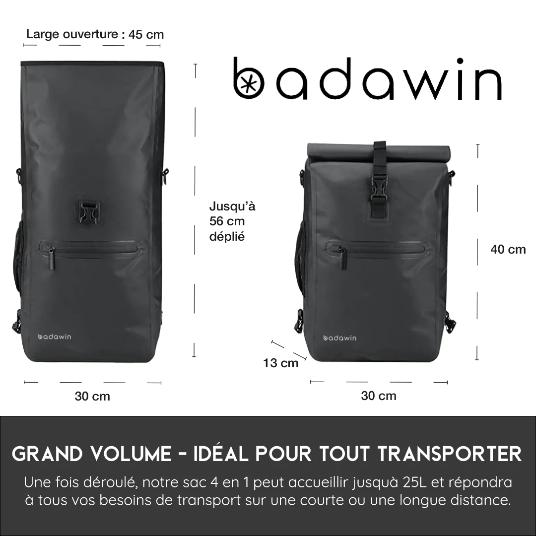 Badawin Sacoche Vélo + Sac à Dos étanche 5 Badawin Sacoche Vélo + Sac à Dos étanche – Image 5