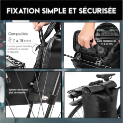 Badawin Sacoche Vélo + Sac à Dos étanche 13 Badawin Sacoche Vélo + Sac à Dos étanche -Casques vélo Soldes sacoche badawin convertible sac a dos